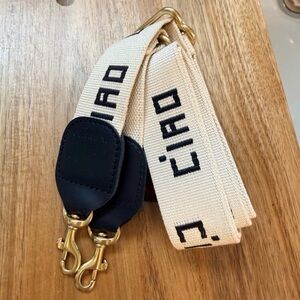 Clare V. Black and Cream ciao adjustable crossbody Strap NWT